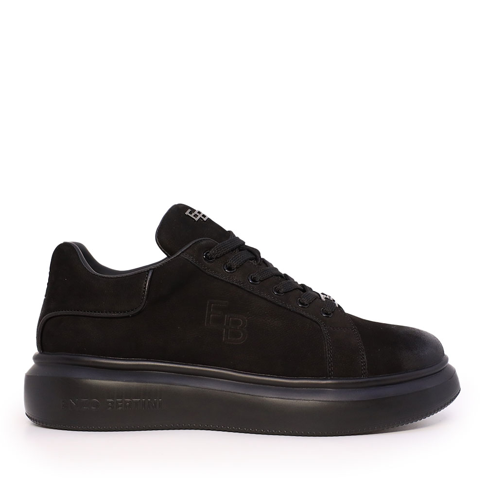 Sneakers bărbați Enzo Bertini negri din piele nabuc  3660BP553NN
