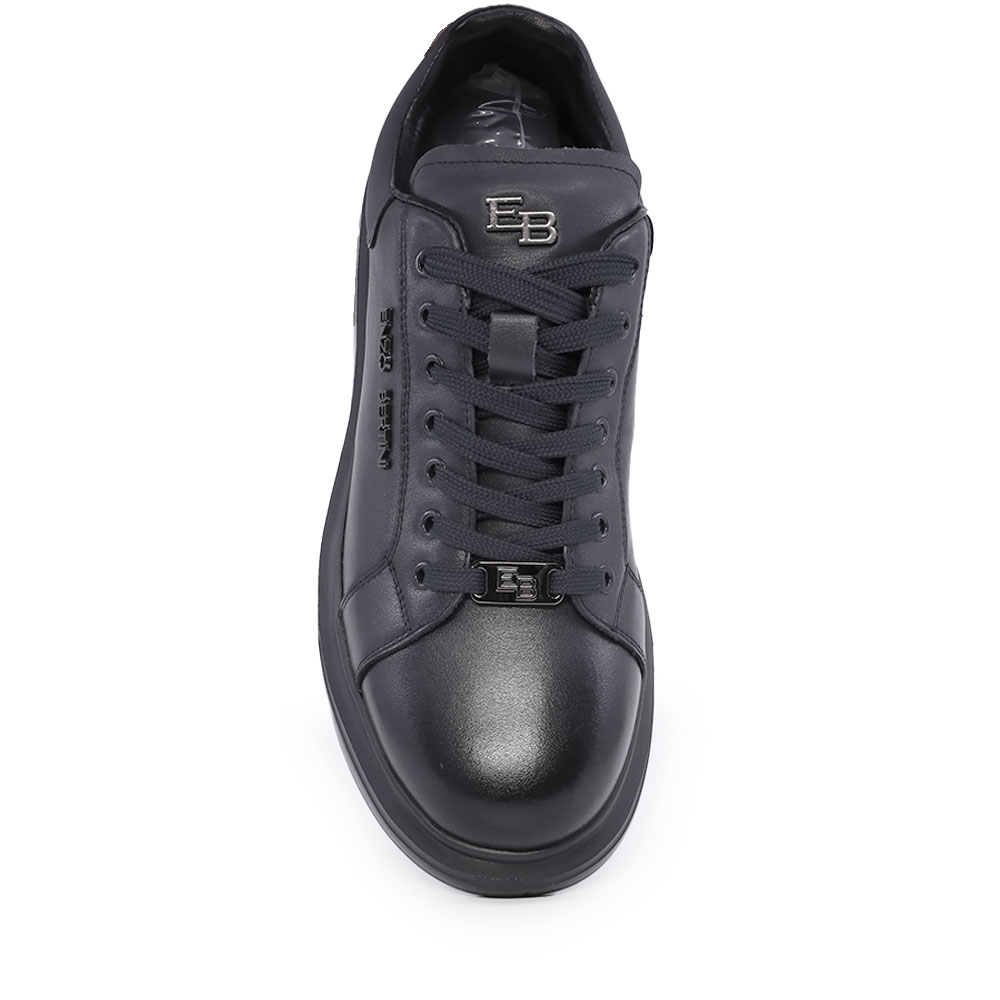 Enzo Bertini men's black genuine leather sneakers with logo 3869BP665N