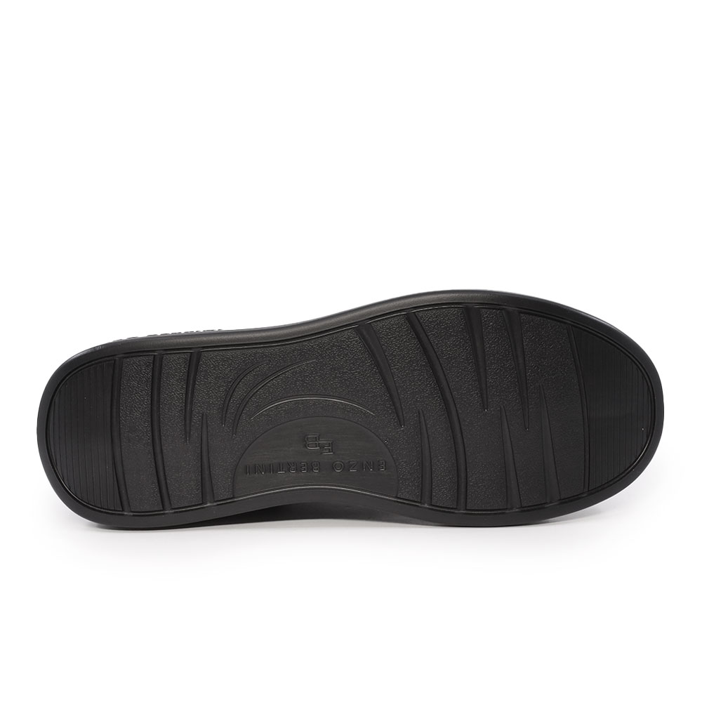 Enzo Bertini men's black genuine leather sneakers with logo 3869BP665N