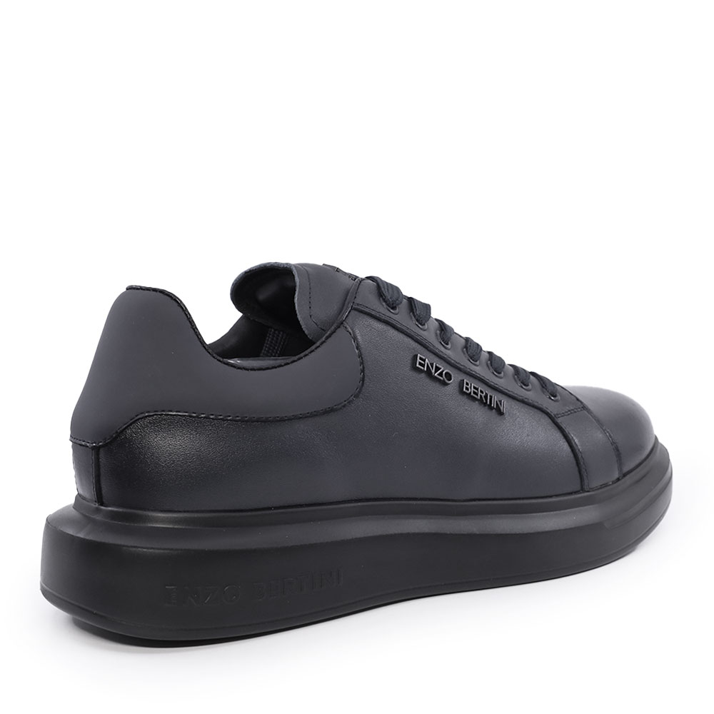 Enzo Bertini men's black genuine leather sneakers with logo 3869BP665N
