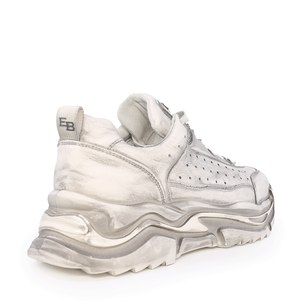 Sneakers înalt bărbați Enzo Bertini albi din piele cu aspect vintage 3869BP186A