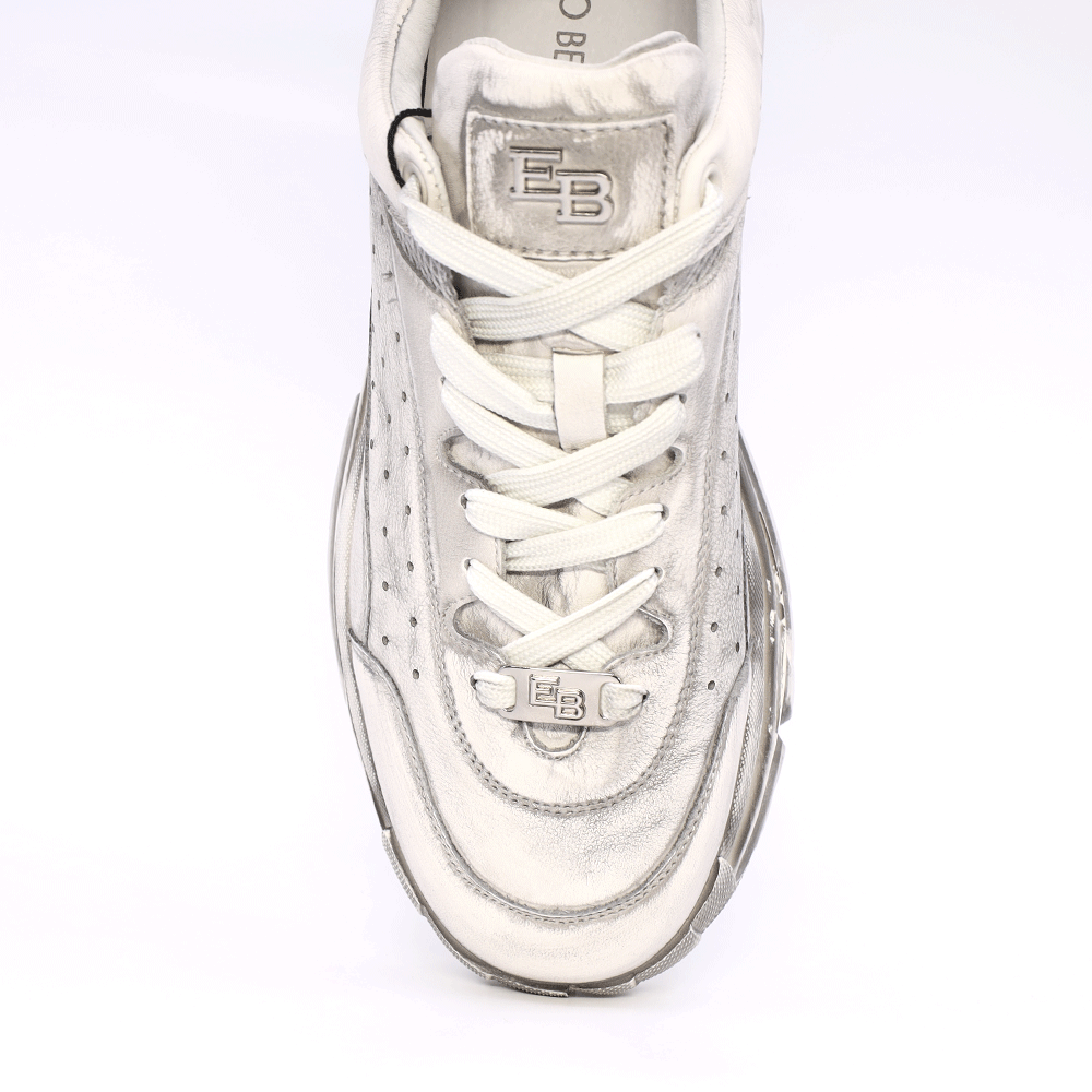 Sneakers înalt bărbați Enzo Bertini albi din piele cu aspect vintage 3869BP186A