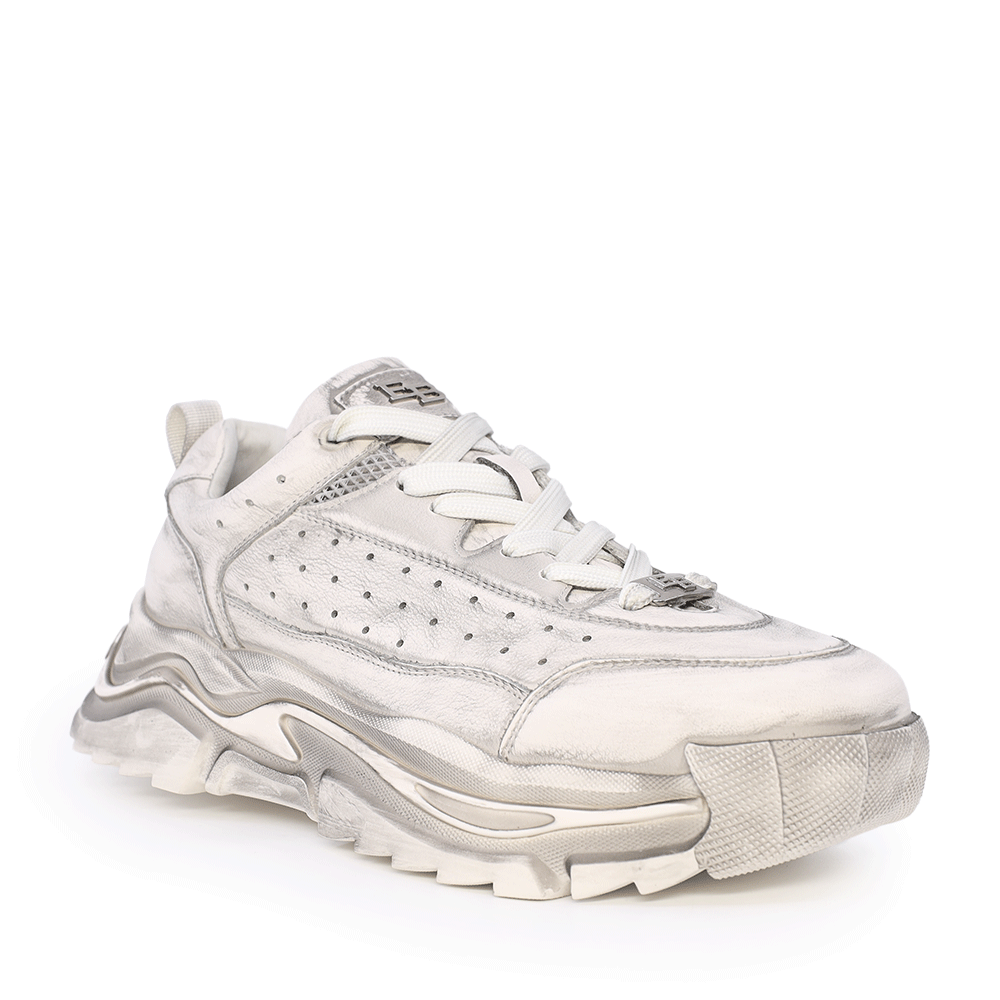 Sneakers înalt bărbați Enzo Bertini albi din piele cu aspect vintage 3869BP186A