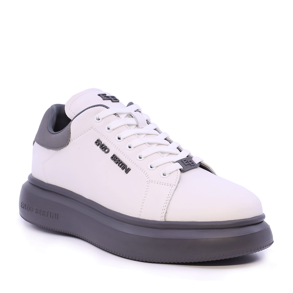 Sneakers ușori bărbați Enzo Bertini alb cu gri din piele 3662BP554A — imaginea 2