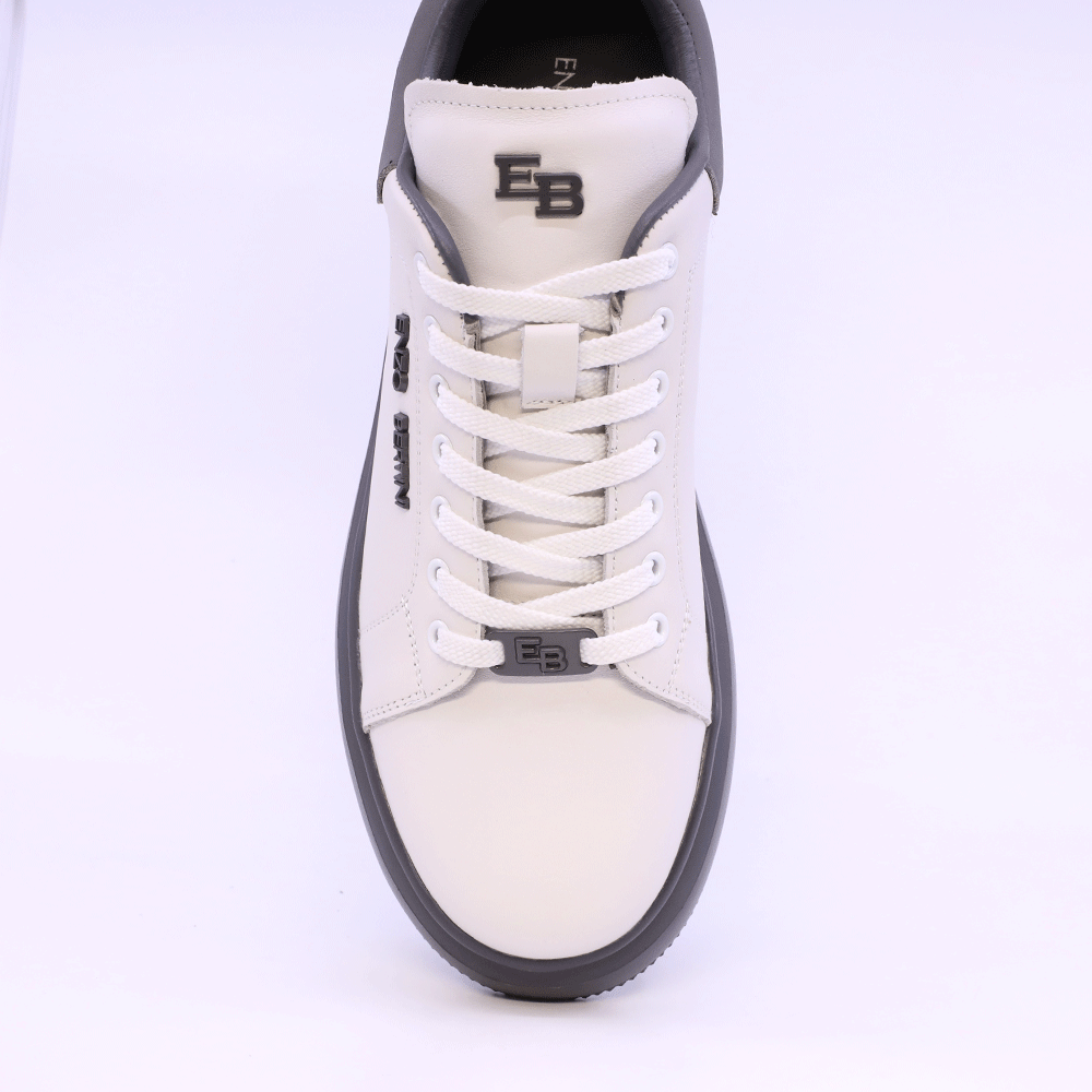 Sneakers ușori bărbați Enzo Bertini alb cu gri din piele 3662BP554A
