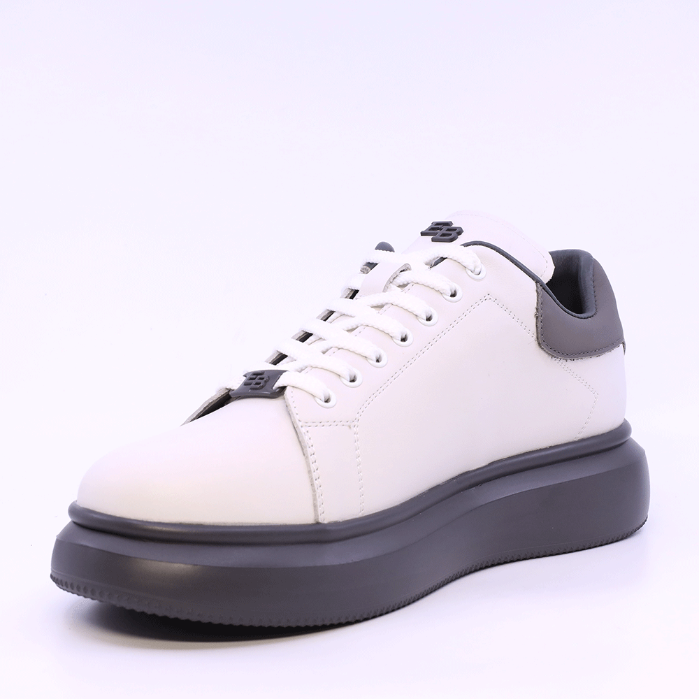 Sneakers ușori bărbați Enzo Bertini alb cu gri din piele 3662BP554A