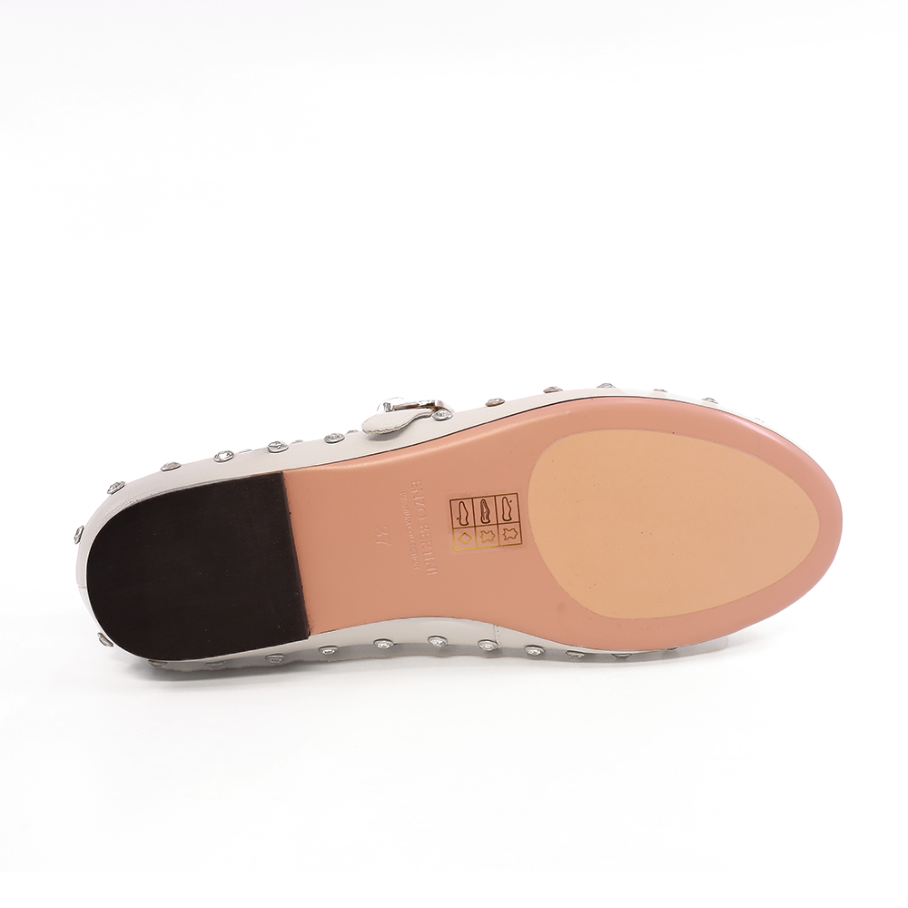 Balerini femei Enzo Bertini albi din piele naturală cu ștrasuri  2279DP249060A