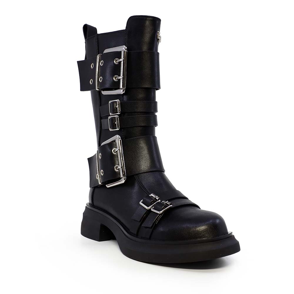 Enzo Bertini Enzo Bertini schwarze Damen kurze Bikerstiefel aus