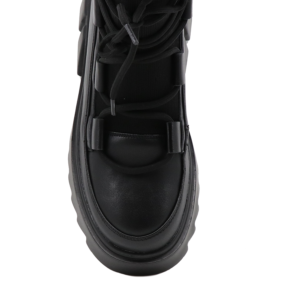 Ghete combat femei Enzo Bertini negre din piele și stretch 1122DG2509N