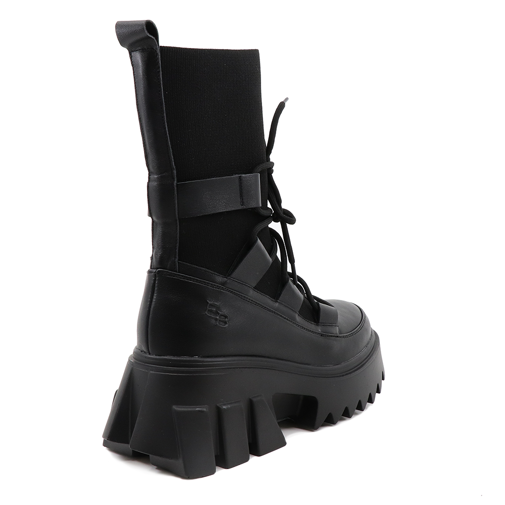 Ghete combat femei Enzo Bertini negre din piele și stretch 1122DG2509N