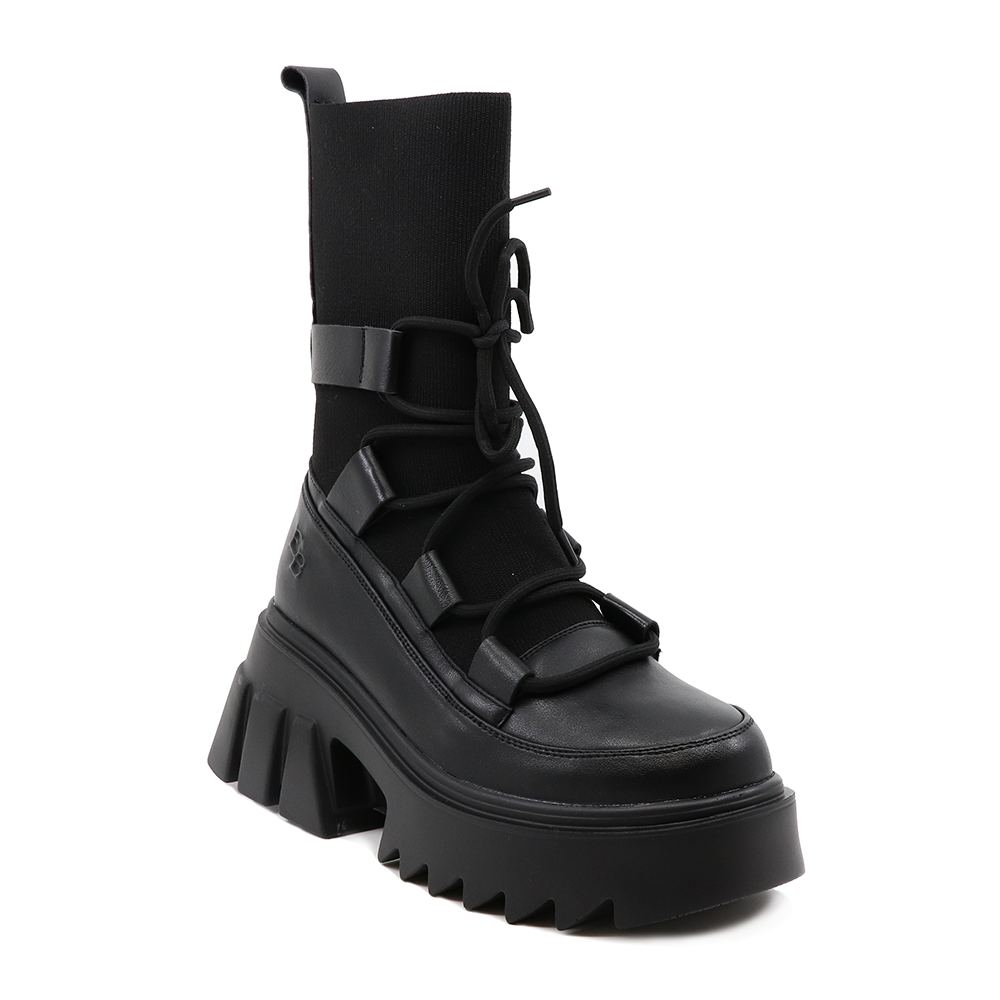 Ghete combat femei Enzo Bertini negre din piele și stretch 1122DG2509N