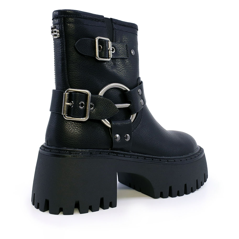 Ghete biker femei Enzo Bertini negre din piele naturală cu elemente decorative  1128DG6264N
