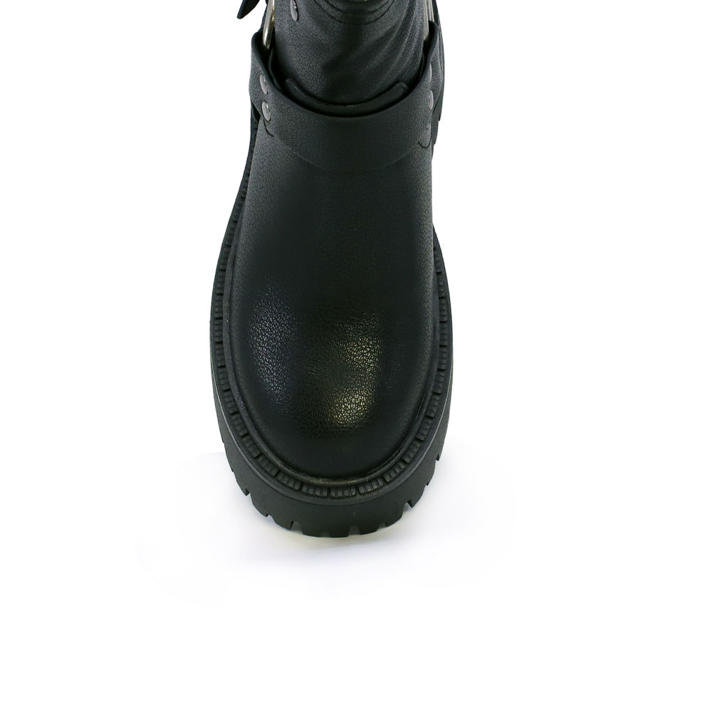 Ghete biker femei Enzo Bertini negre din piele naturală cu elemente decorative  1128DG6264N