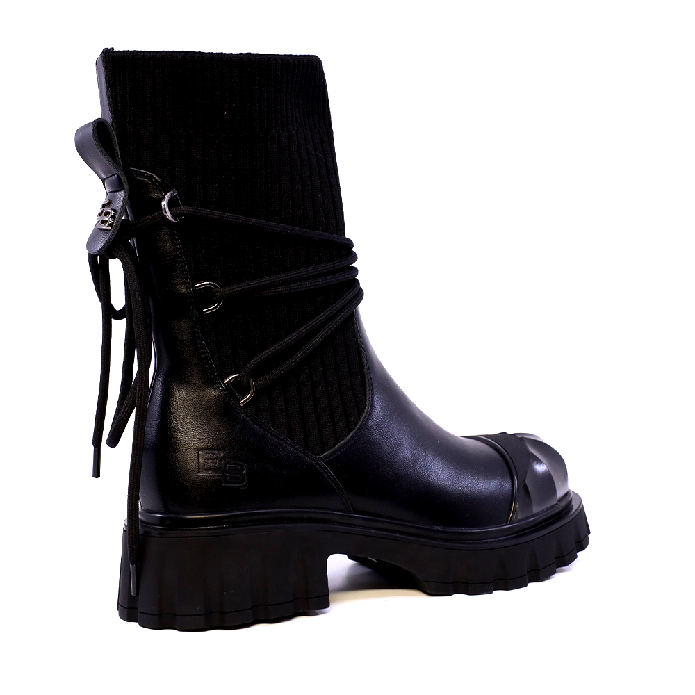 Ghete biker femei Enzo Bertini negre din piele naturală și textil  1392DG9810N