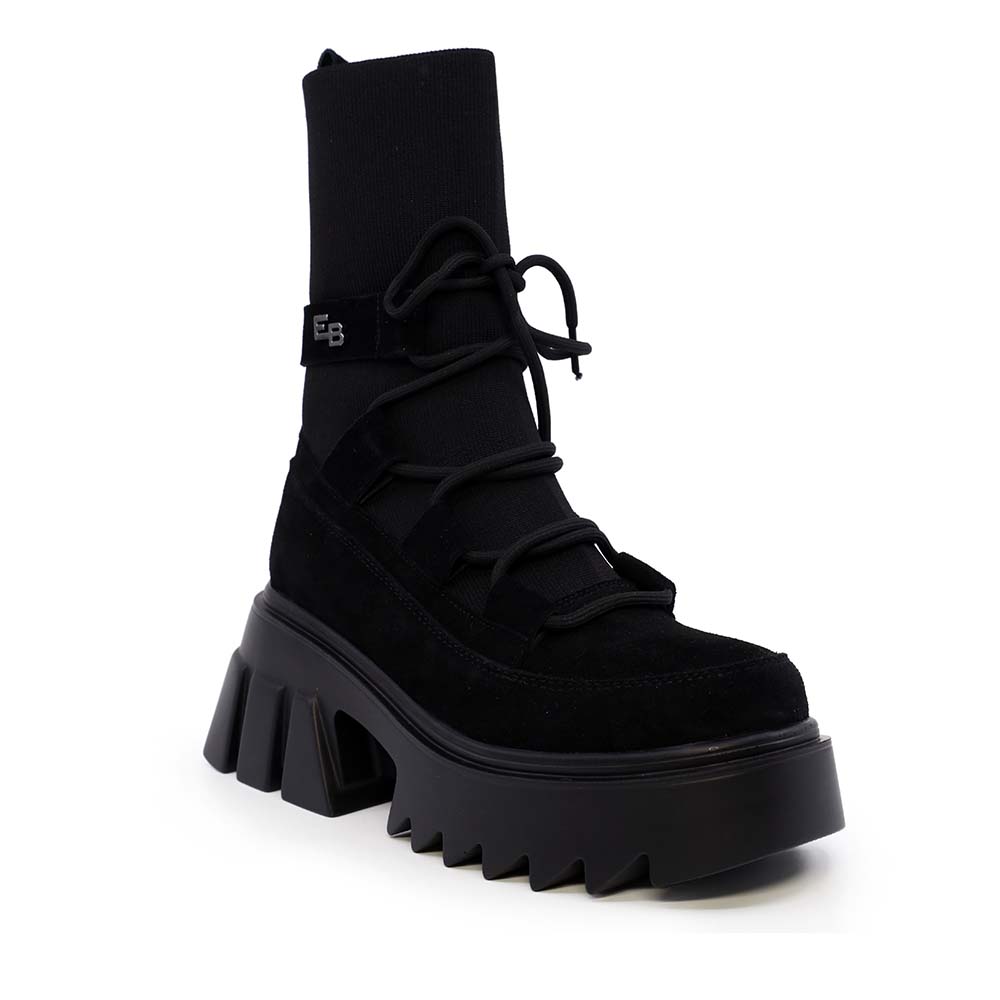 Ghete chunky femei Enzo Bertini negre  din piele întoarsă și textil  1110DG2509VN - 1 | YEO