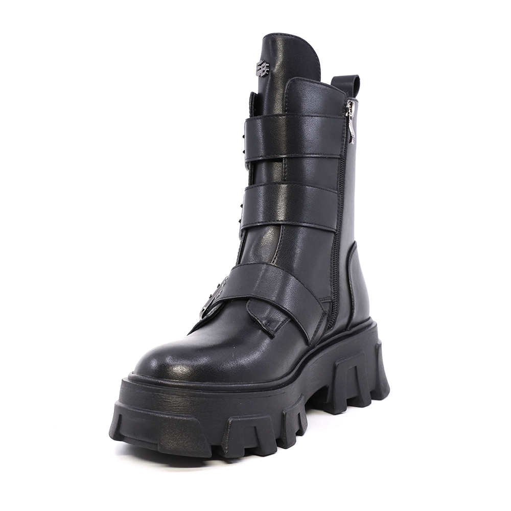 Ghete chunky femei Enzo Bertini negre  din piele naturală  1110DG2730N