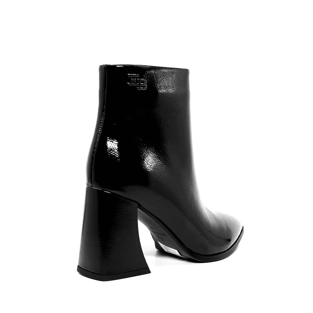 Ghete cu toc conic femei Enzo Bertini negre din piele lăcuită 1390DG8041LN