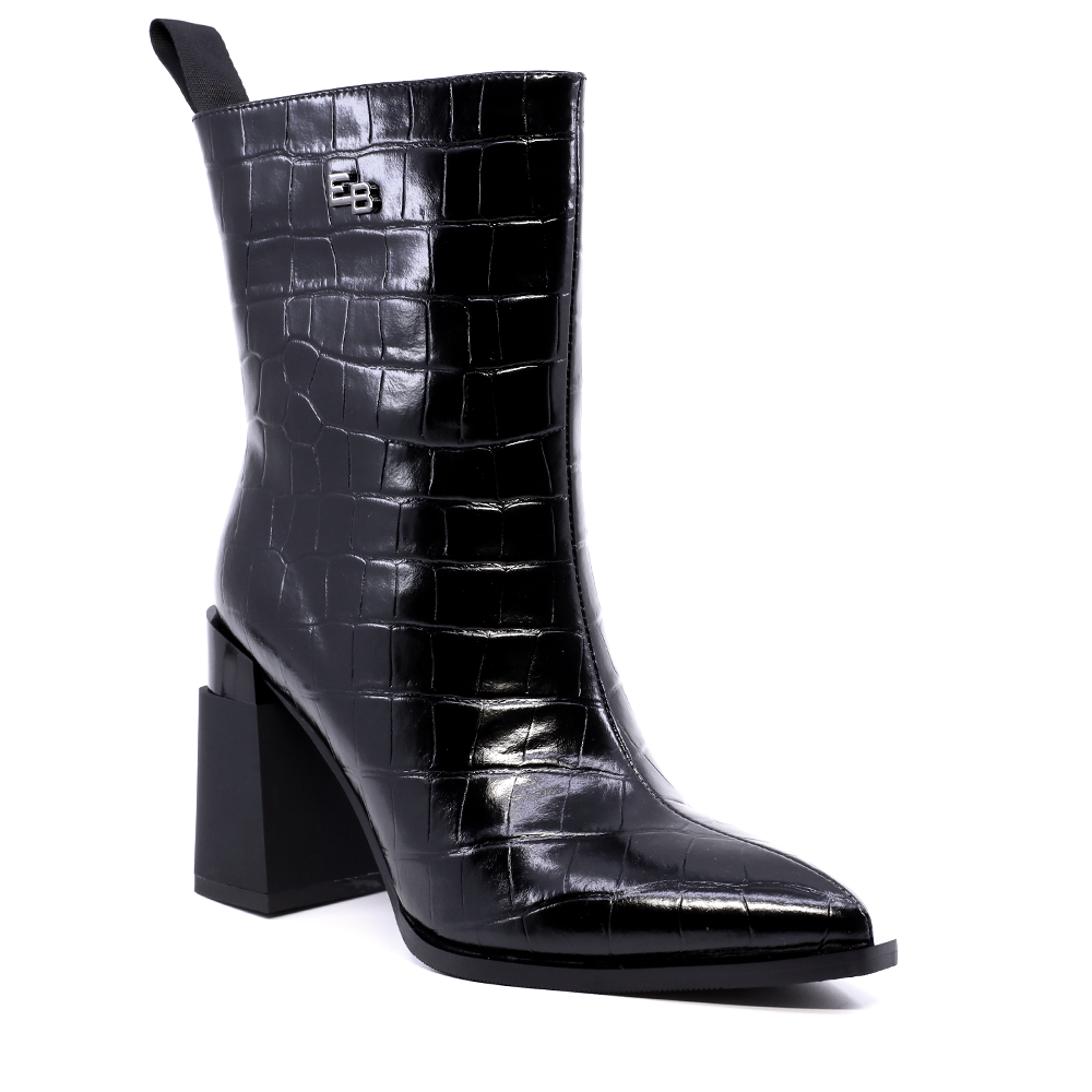 Ghete cu toc evazat femei Enzo Bertini negre din piele  1120DG1097CN - 1 | YEO