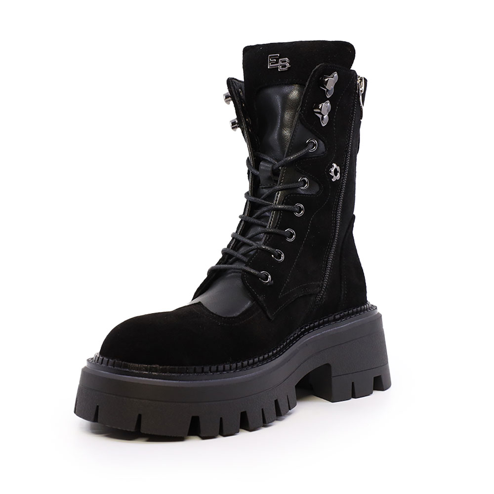 Ghete army femei Enzo Bertini negre din piele întoarsă 1110DG3310VN