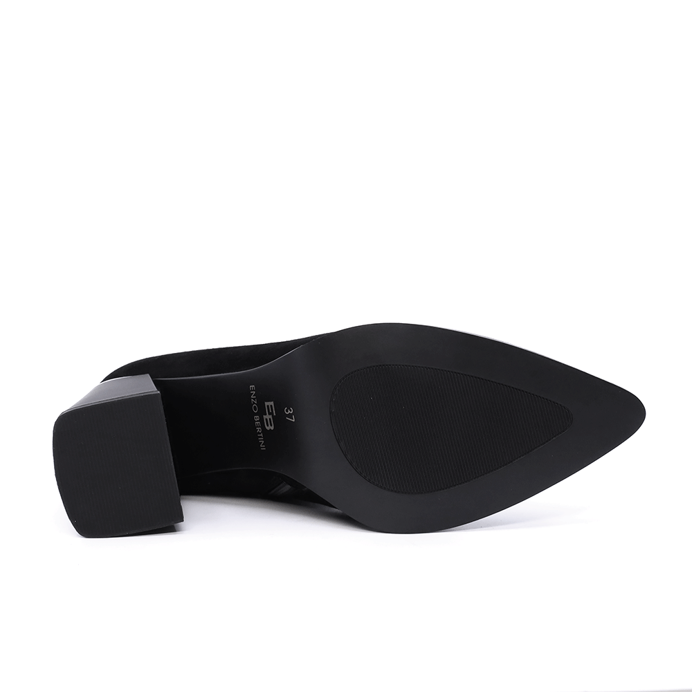 Ghete cu toc  femei Enzo Bertini Premium Collection negre din piele întoarsă 1122DG1151N