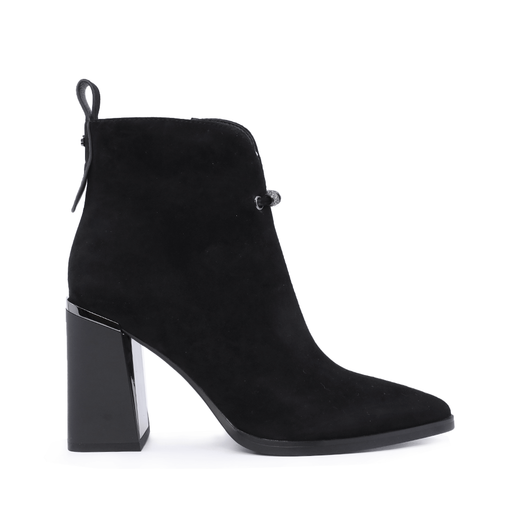 Ghete cu toc  femei Enzo Bertini Premium Collection negre din piele întoarsă 1122DG1151N