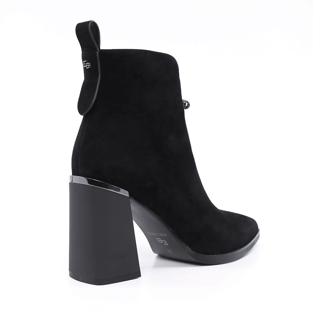 Ghete cu toc  femei Enzo Bertini Premium Collection negre din piele întoarsă 1122DG1151N