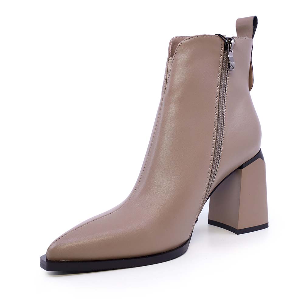 Ghete femei Enzo Bertini taupe din piele cu toc  1112dg9161ta