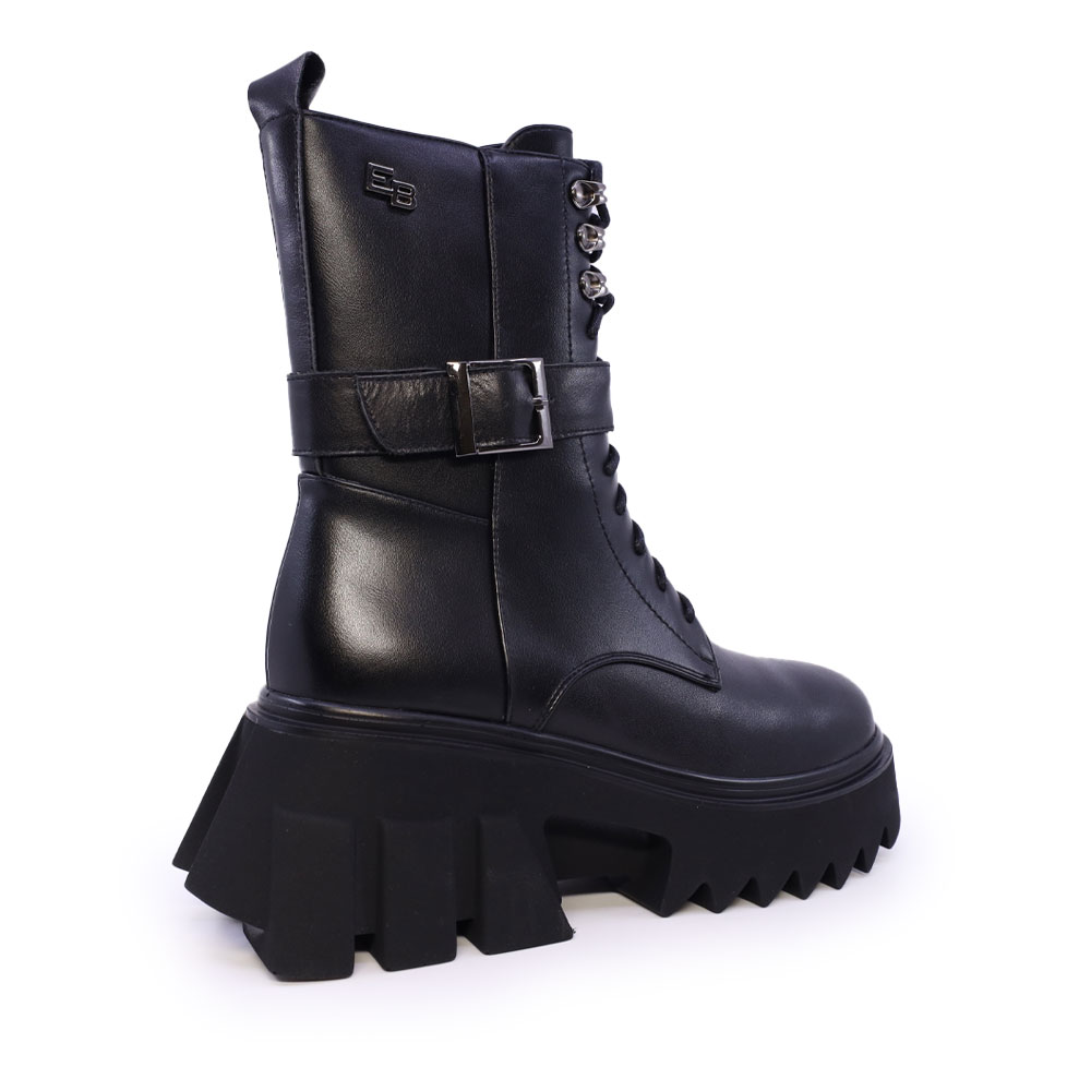 Ghete tip army femei  Enzo Bertini negre din piele naturală și sintetic 1120dg3761n