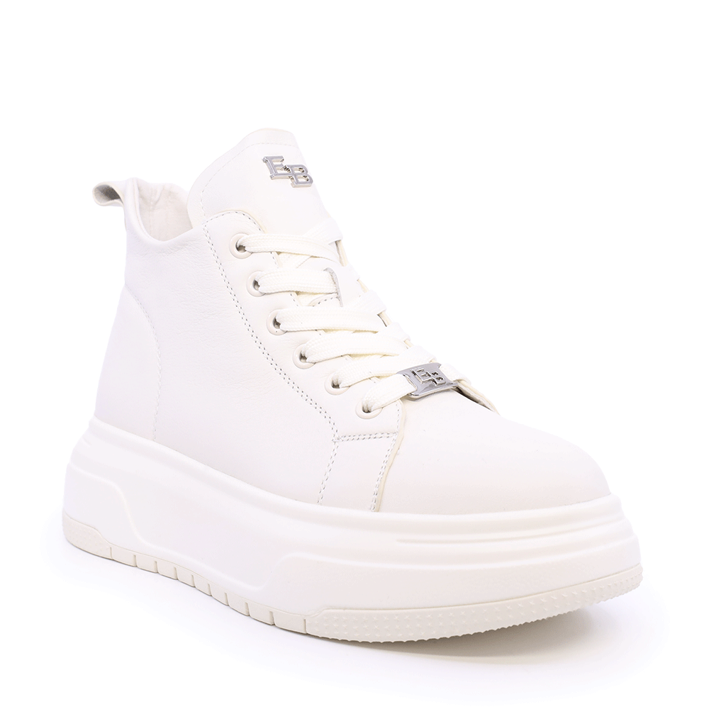 Sneakers high femei Enzo Bertini bej din piele naturală cu logo metalic 3868DG137BE - 1 | YEO