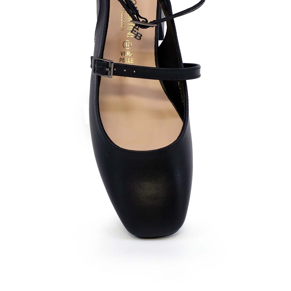 Balerini slingback femei Enzo Bertini negri din piele naturală  1129DD1618N