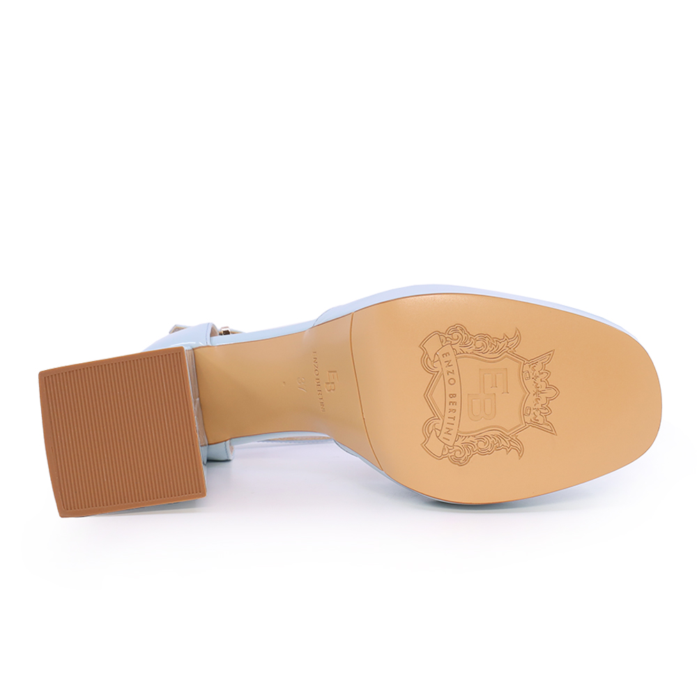 Pantofi Mary Jane femei Enzo Bertini albastri din piele lăcuită cu toc și platformă 1127DD4447LAZ