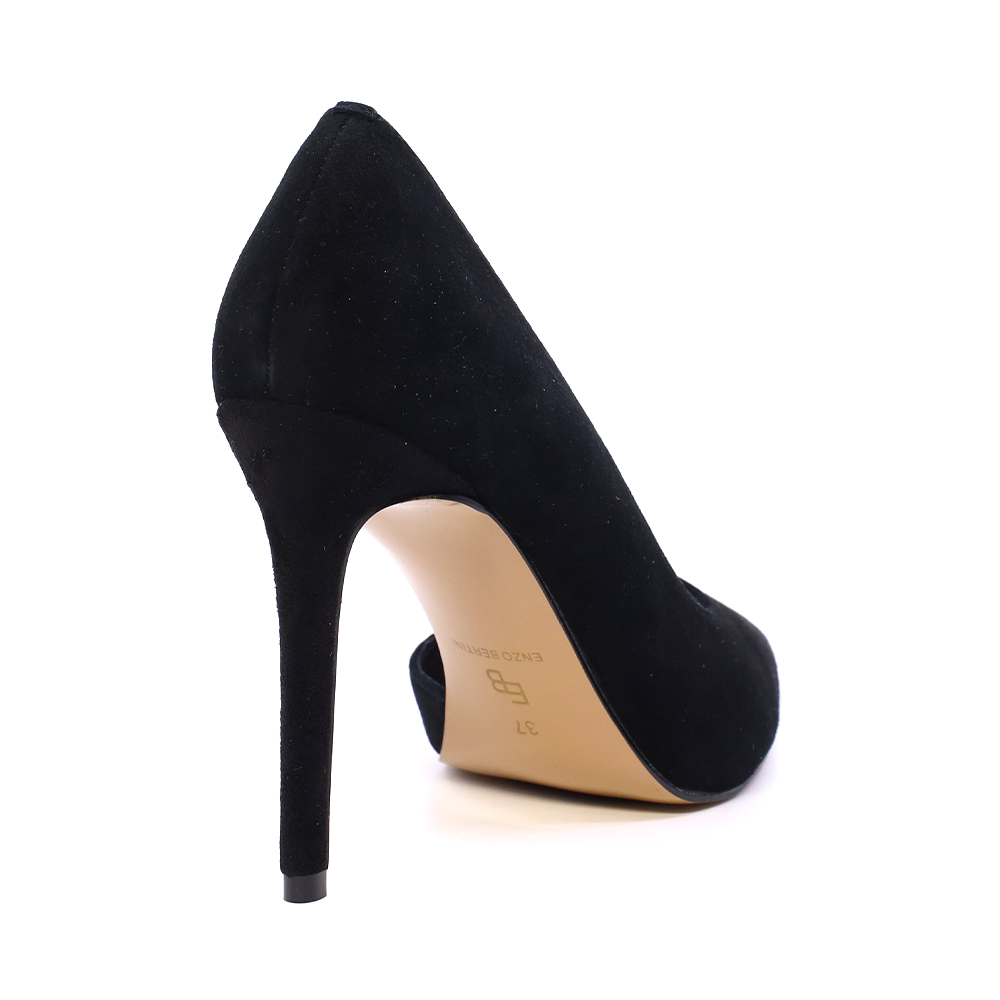 Pantofi stiletto d'orsay femei Enzo Bertini negri din piele întoarsă 1111DD3300VN