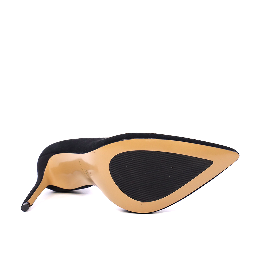 Pantofi stiletto d'orsay femei Enzo Bertini negri din piele întoarsă 1111DD3300VN
