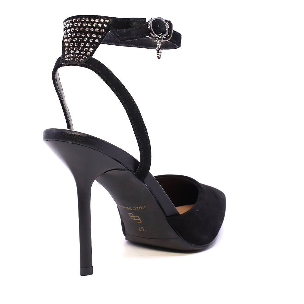 Pantofi stiletto d'orsay femei Enzo Bertini negri din piele intoarsa  1111dd8052vn