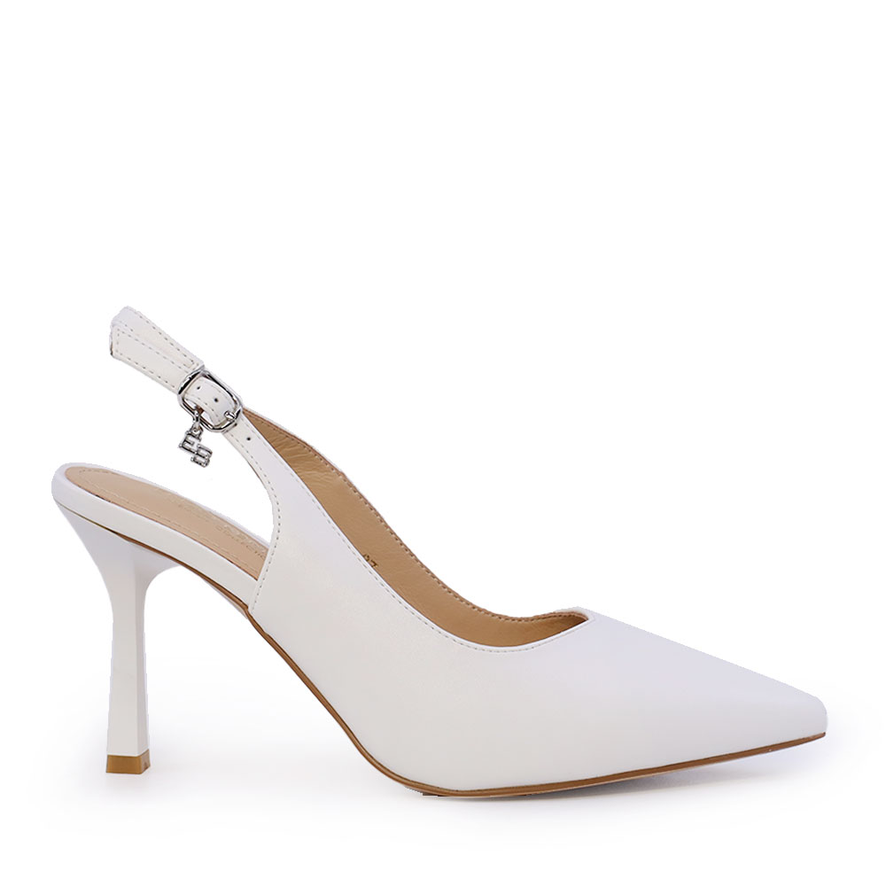Pantofi stiletto slingback femei Enzo Bertini albi din piele 1391DD7301A