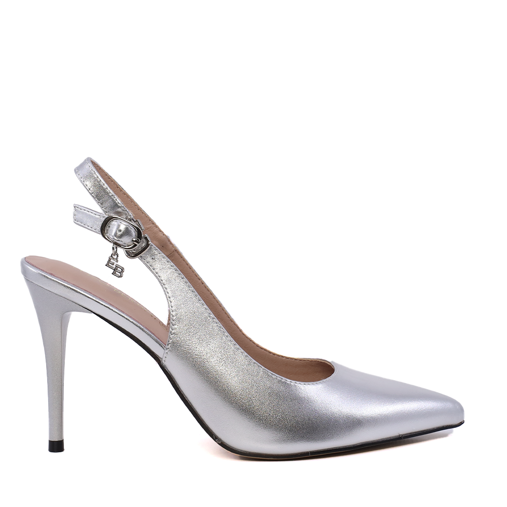 Pantofi stiletto slingback femei Enzo Bertini argintii din piele  1111DD2336AG