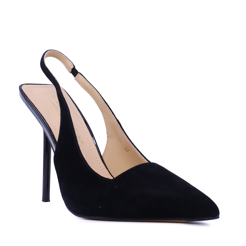 Pantofi stiletto slingback femei Enzo Bertini negri din piele întoarsă 1391dd9471vn - imagine 2