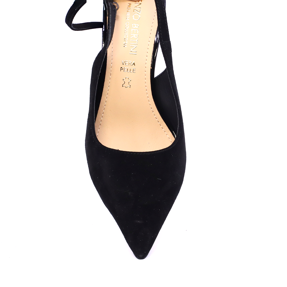 Pantofi stiletto slingback femei Enzo Bertini negri din piele întoarsă 1391dd9371vn