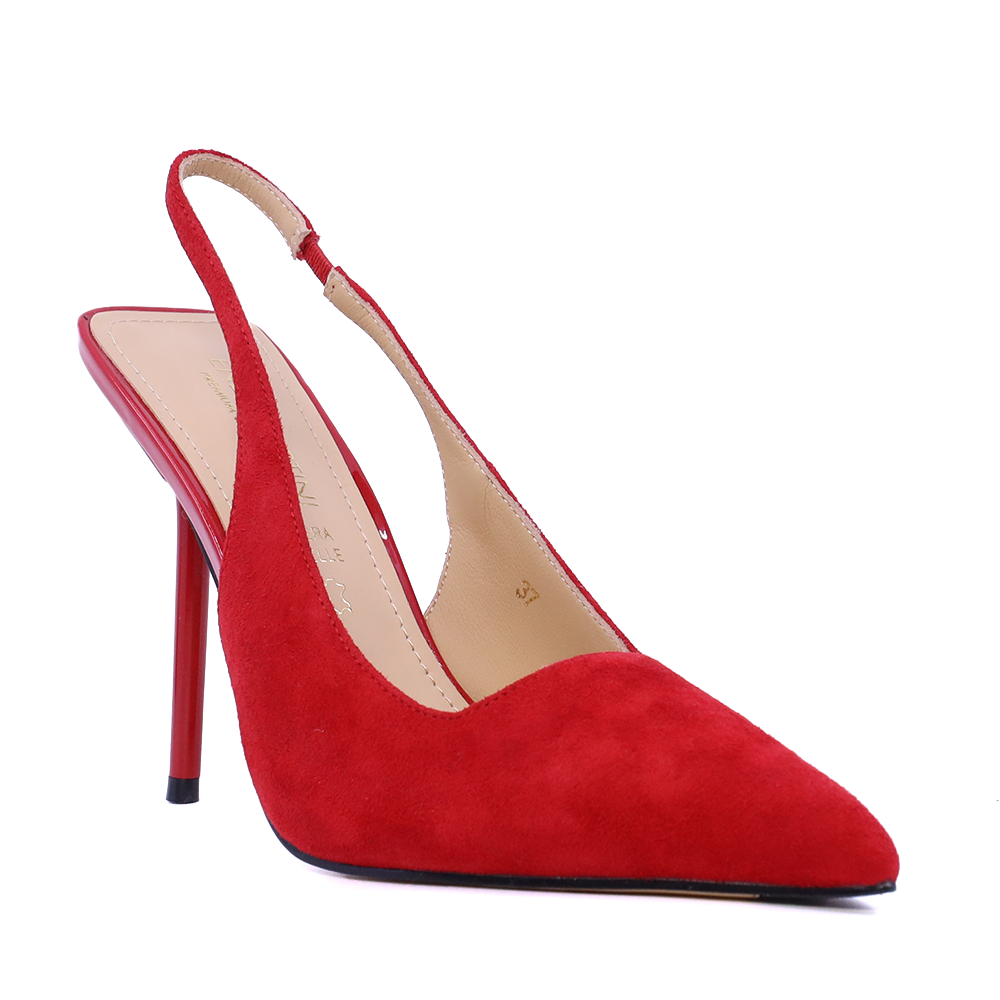 Pantofi stiletto slingback femei Enzo Bertini roșii din piele întoarsă 1391DD9371VR - imagine 2