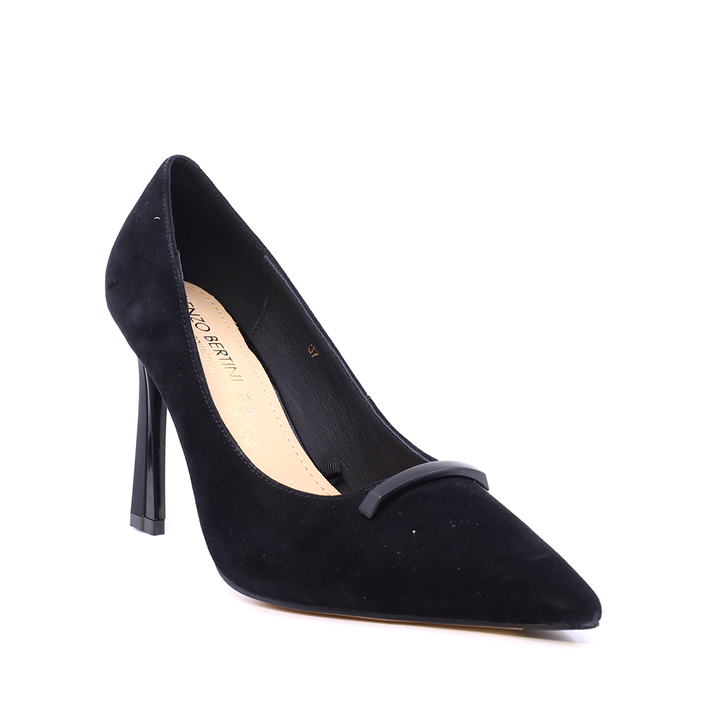 Pantofi cu toc înalt femei Enzo Bertini negri din piele întoarsă 1391DP8533VN - imagine 2