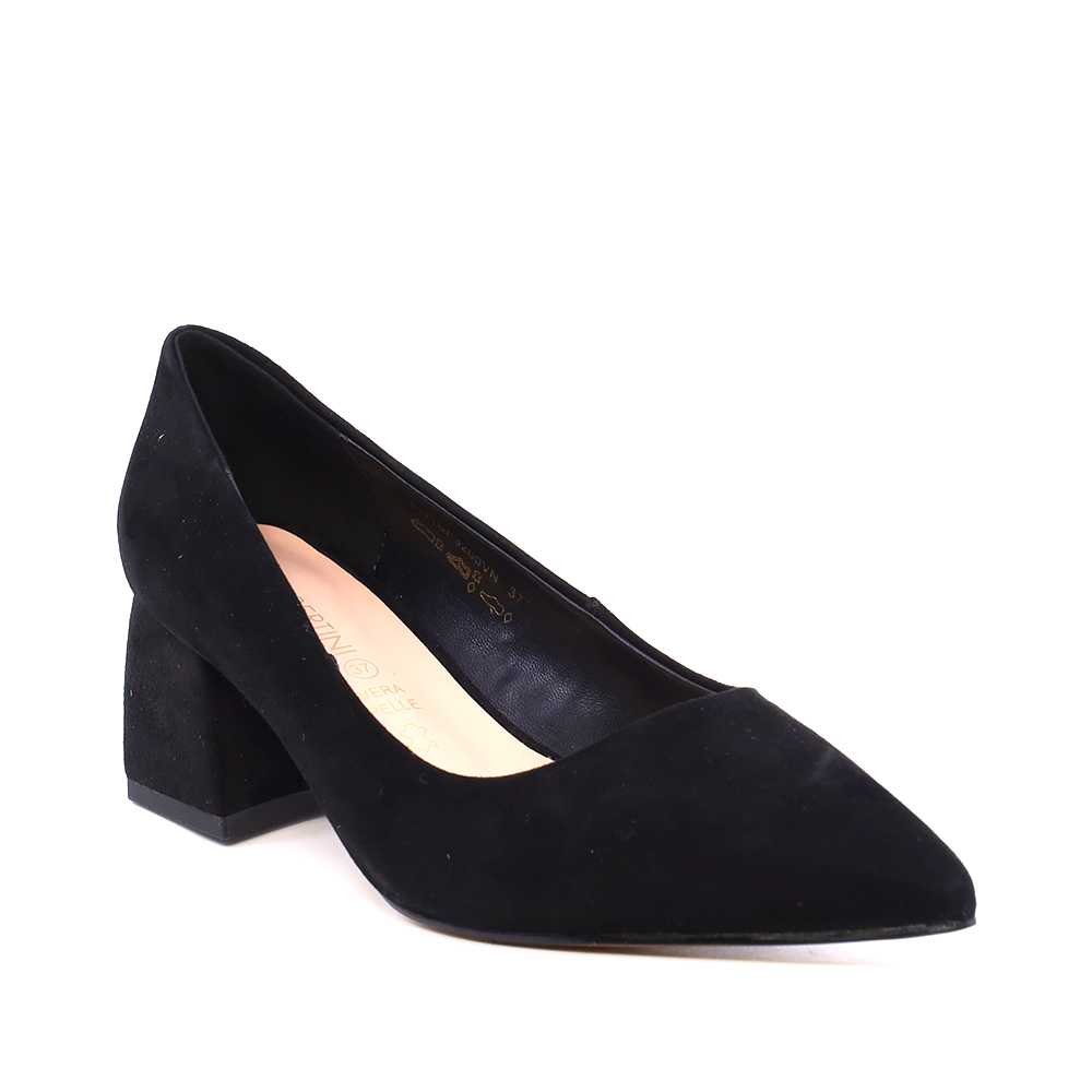 Pantofi femei Enzo Bertini negri cu toc evazat din piele întoarsă 1111DP3200VN - imagine 2