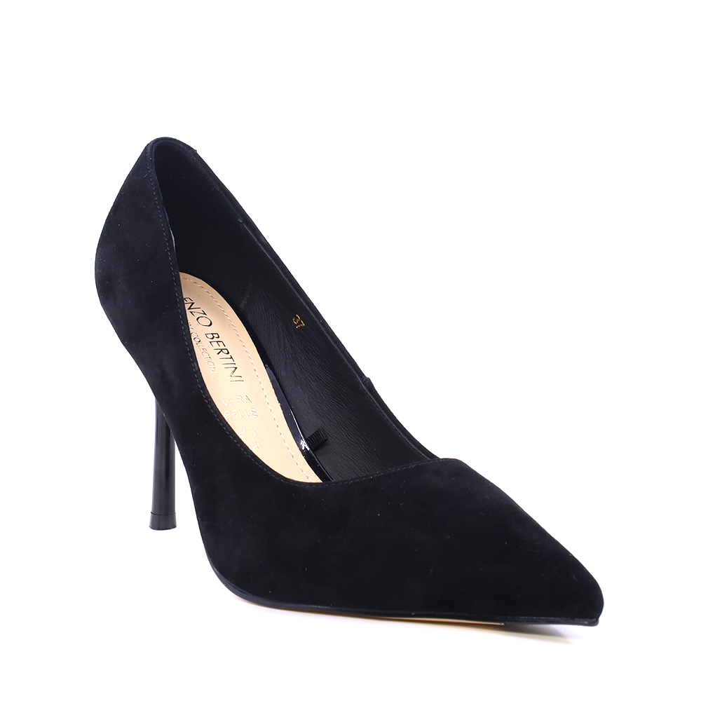 Pantofi stiletto femei Enzo Bertini negri din piele întoarsă 1391DP8662VN - imagine 2