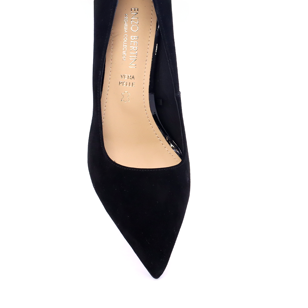 Pantofi stiletto femei Enzo Bertini negri din piele întoarsă 1391DP8662VN