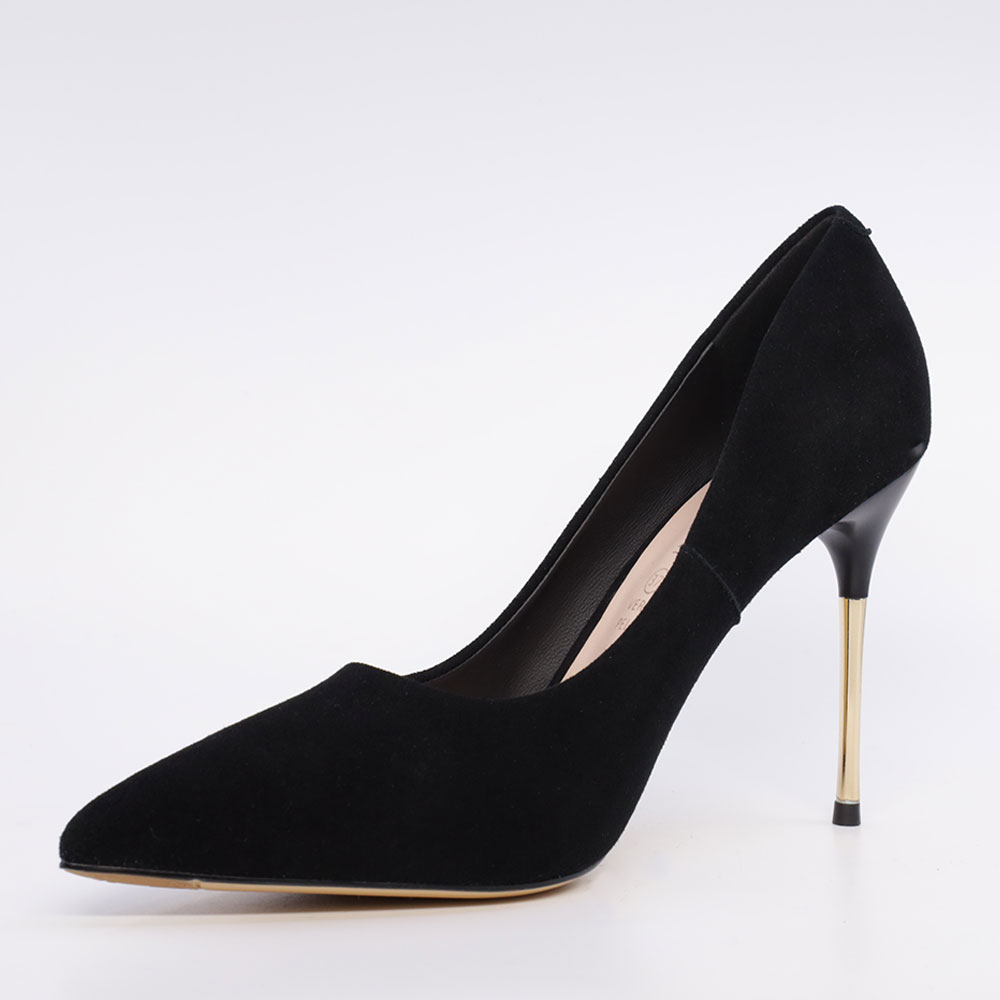 Pantofi stiletto femei Enzo Bertini negri din piele întoarsă cu toc 3868dp271vn