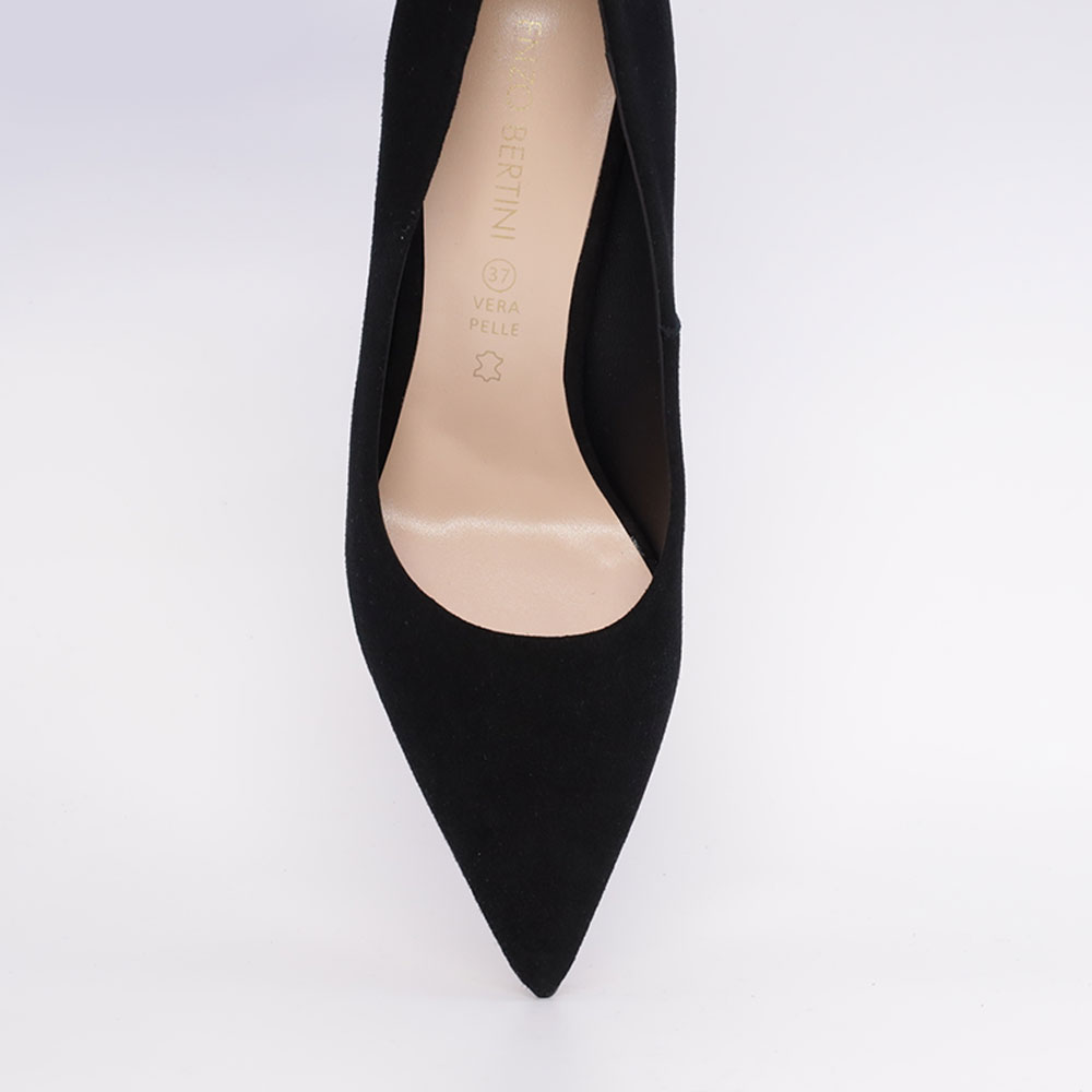Pantofi stiletto femei Enzo Bertini negri din piele întoarsă cu toc 3868dp271vn