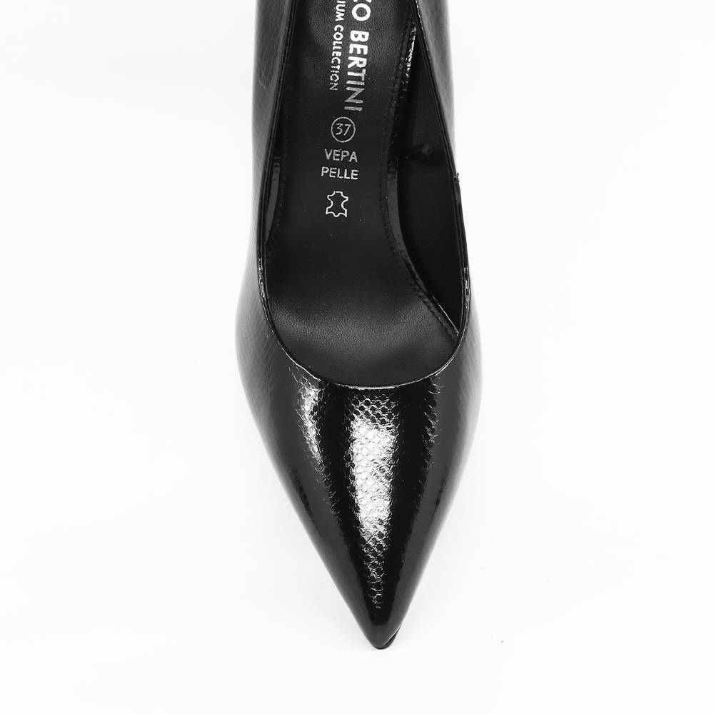 Pantofi stiletto femei Enzo Bertini negri din piele lăcuită 1621DP2330LN