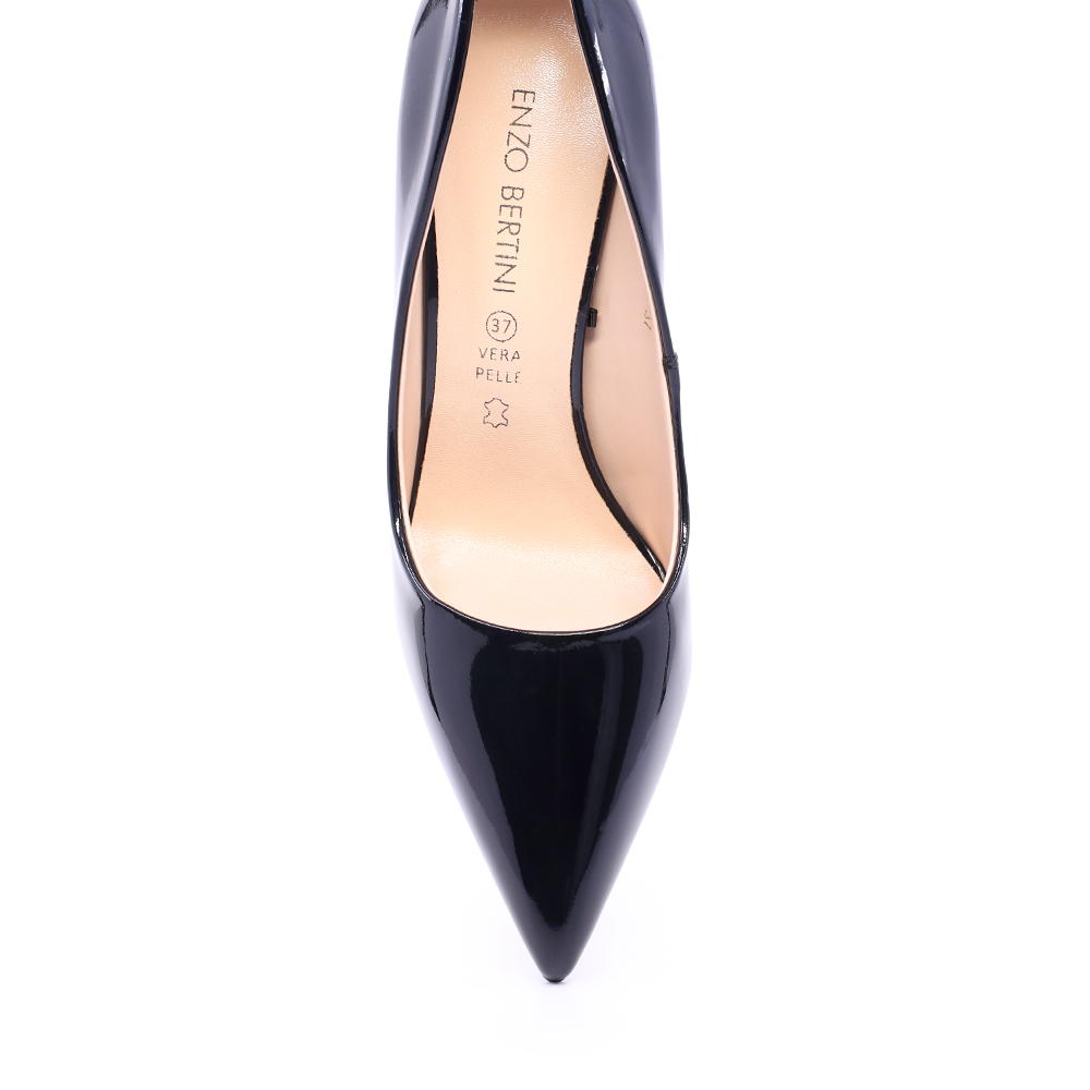 Pantofi stiletto femei Enzo Bertini negri din piele lăcuită cu toc înalt 3868DP271LN