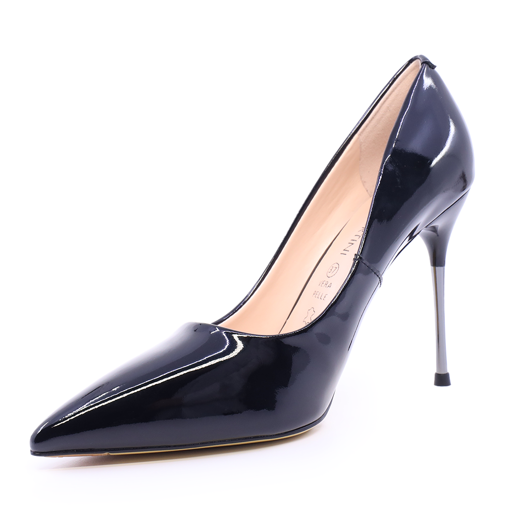 Pantofi stiletto femei Enzo Bertini negri din piele lăcuită cu toc înalt 3868DP271LN