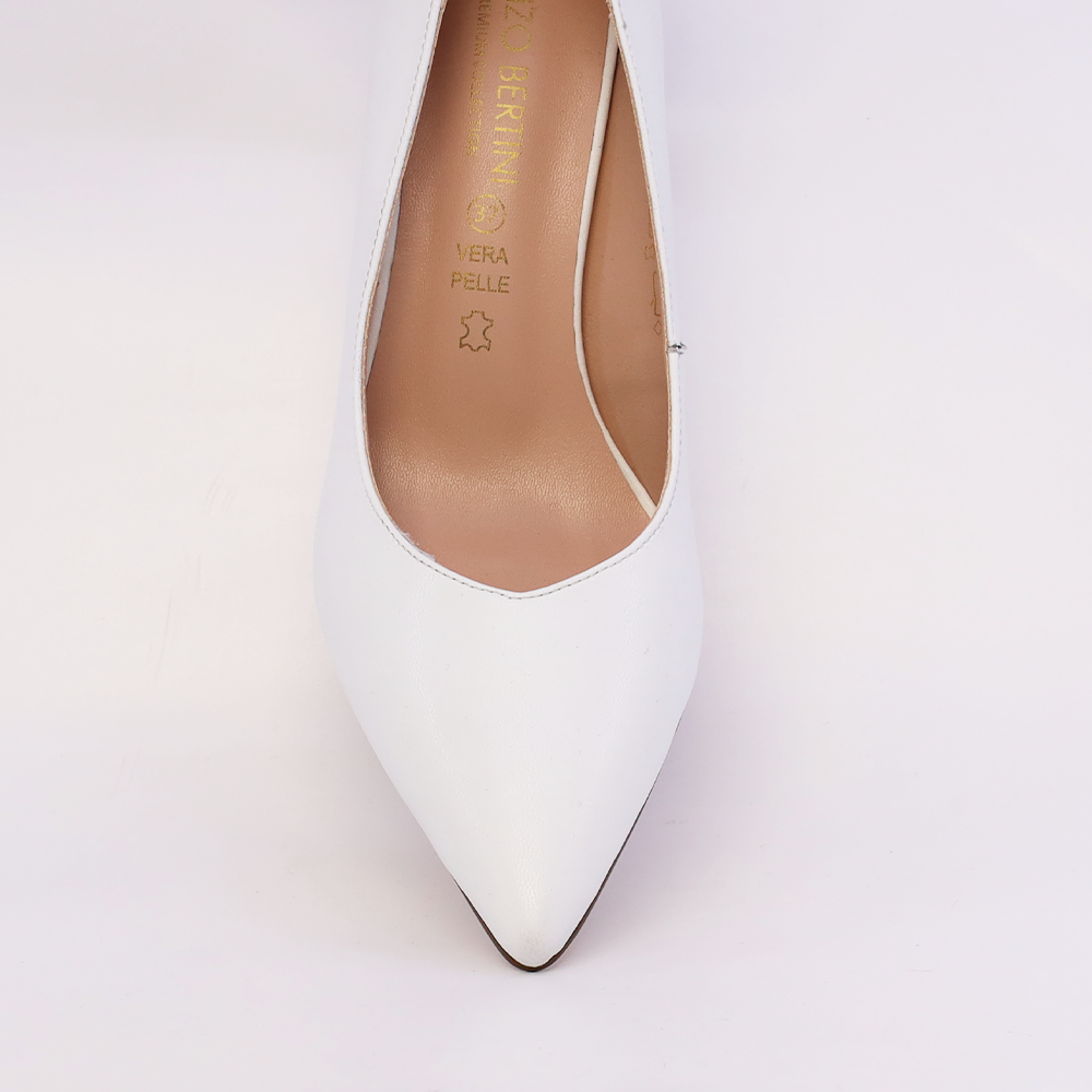 Pantofi stiletto femei Enzo Bertini Premium Collection albi din piele 1121DP2339A