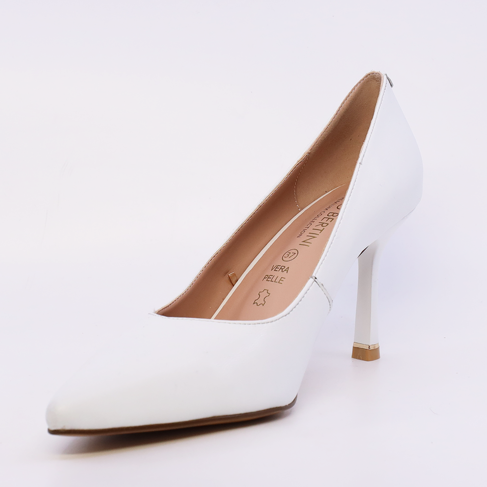 Pantofi stiletto femei Enzo Bertini Premium Collection albi din piele 1121DP2339A